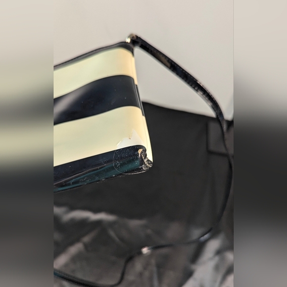 Kate Spade Crossbody PROJECT BAG Small Black Cream Striped PVC Magenta Hot Pink - Picture 7 of 12